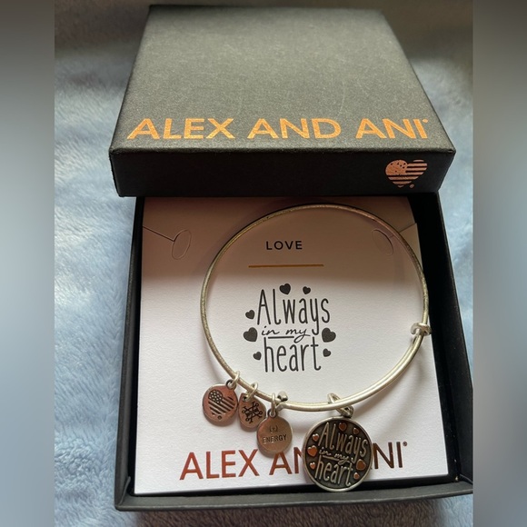 Alex and Ani Silver Charm Bangle with Inspirational Accents - Picture 1 of 4